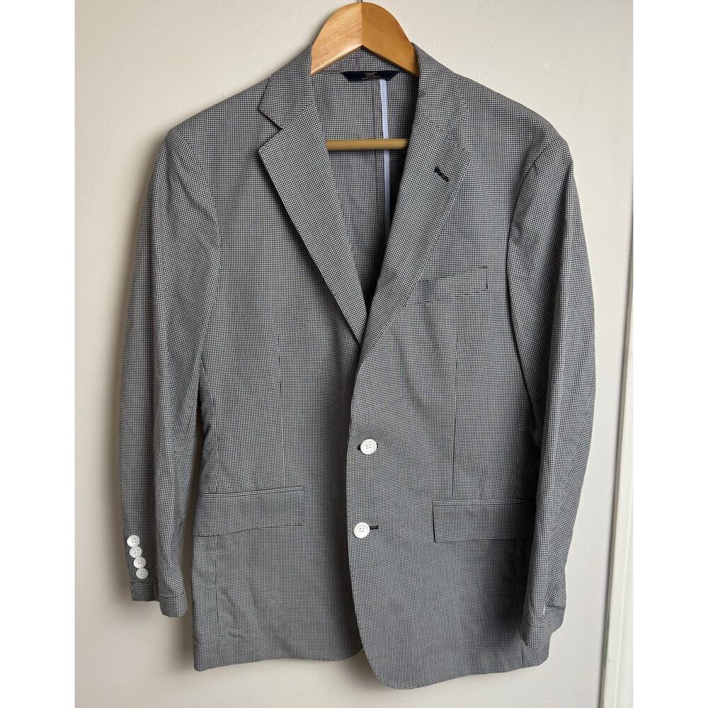 Brooks Brothers Mens Blazer Black White 38S 100% Cotton 346 Regent Sports Coat